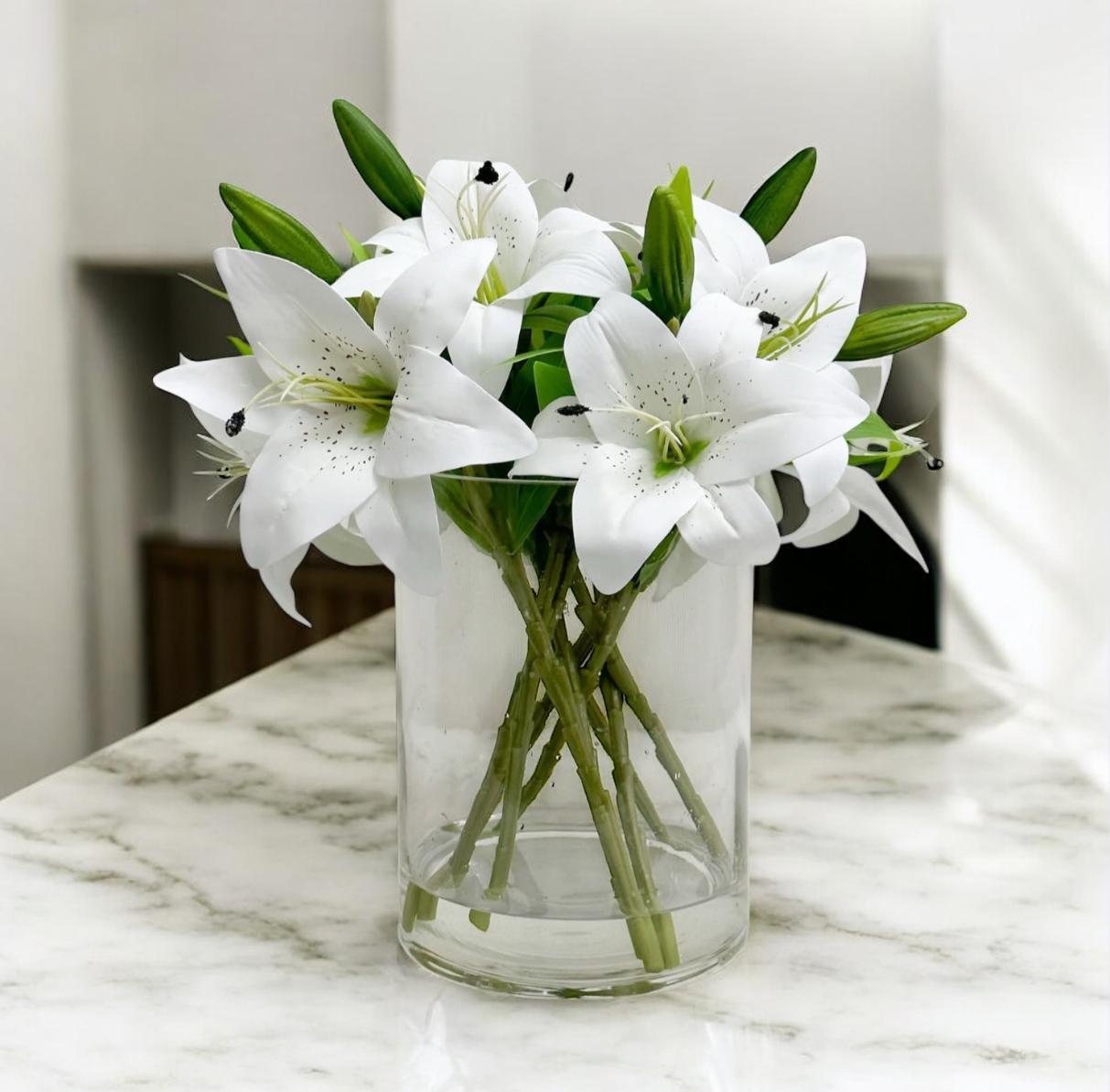 ARTIFICIAL LILY IN GLASS VASE