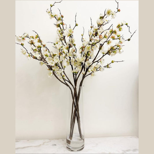ARTIFICIAL CHERRY BLOSSOM IN GLASS VASE