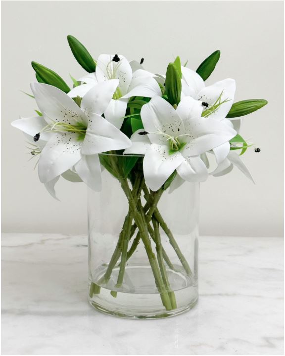 ARTIFICIAL LILY IN GLASS VASE